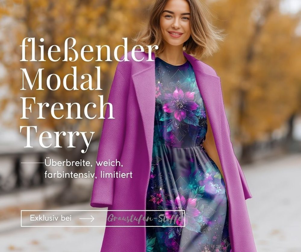 "Winternacht Kollektion": Eisblume Christmas Edition I Modal French Terry I mit Überbreite